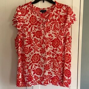 1.STATE Women's Red and White Floral Blouse